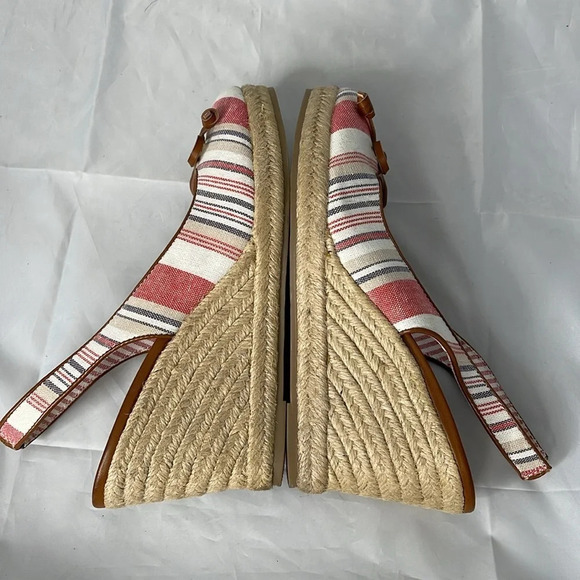 G.H. BASS & CO Kim Stripe Wedge Espadrille  Slingback Linen Coastal Beachy 9 - Picture 7 of 16